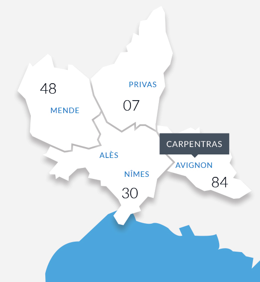 comptence territoriale de SCP HIELY - KLUCZYNSKI Huissiers de Justice  Carpentras en Vaucluse (84)